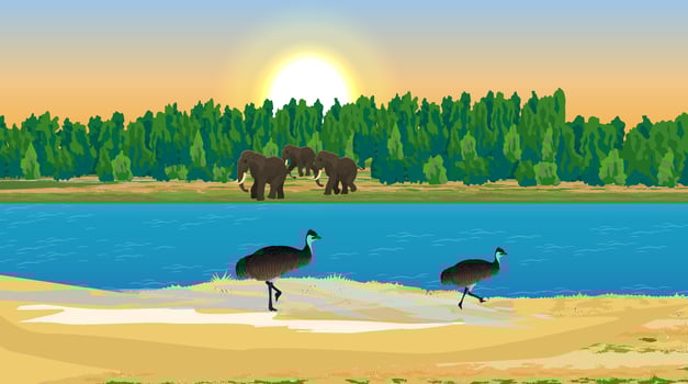River scene natural beauty. vector