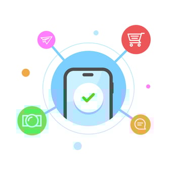 All in one mobile phone app concept illustration flat design vector eps10. modern graphic element for landing page, empty state ui, infographic, icon