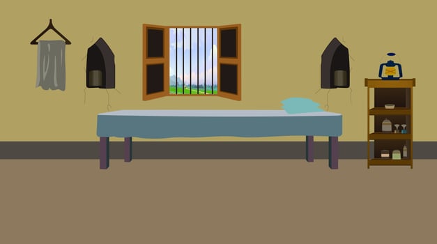 Indian Asian poor village farmer house interior. vector