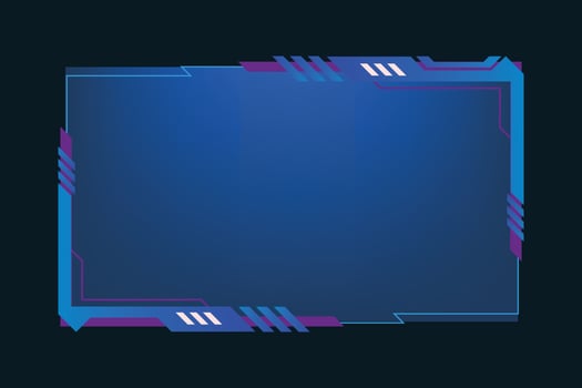 Simple gaming screen panel and overlay design with offline screen vector. Live streaming overlay and broadcast border design with blue color. Online user interface vector with abstract shapes.