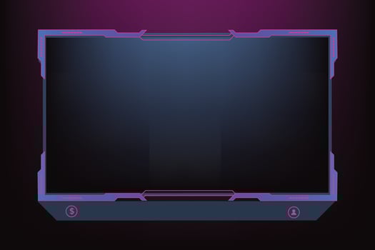 Live broadcast or streaming overlay panels with an offline screen vector. Streaming screen panel decoration with yellow and purple colors. Live icon elements decoration vector for gamers.