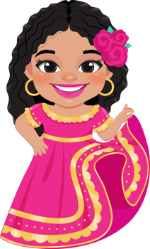 Cute girl in mexican folk outfit and  Mariachi Dancer for celebrating Cinco de Mayo festival cartoon PNG