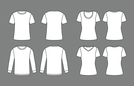 Outline White T-Shirt Mock Up Set vector