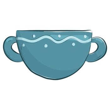 Vector isolated cartoon illustration of ceramic cup.