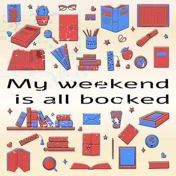 Books postcard retro red and blue vector