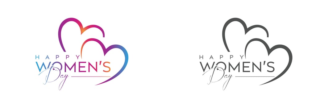 Abstract happy women's day logo, happy women's day, love vector logo design, pink color, black color logo design