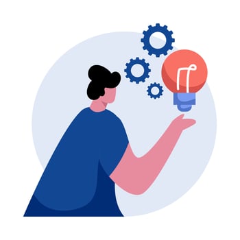 The Entrepreneurial Mindset This illustration can show someone thinking and designing a business plan on a blackboard or on a desk. opportunity business concept vector