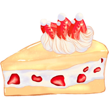 Slice of cream cake with strawberry hand drawn png
