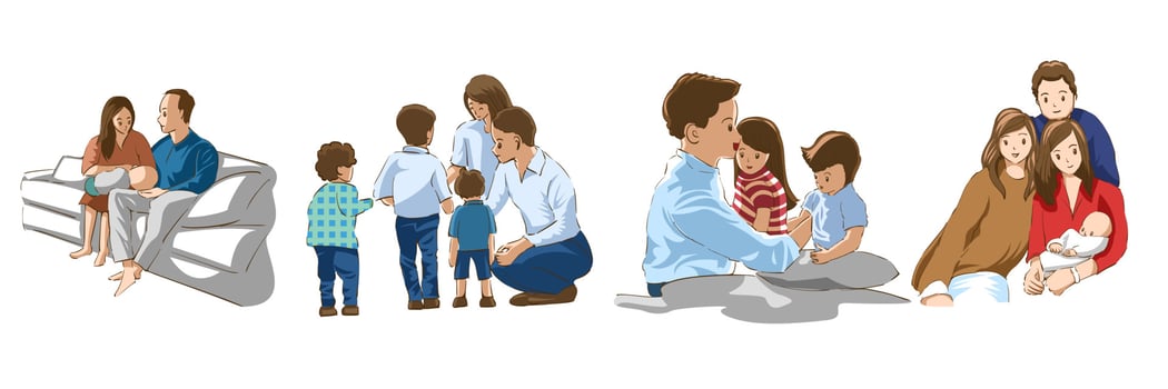 Family vector set collection graphic clipart design