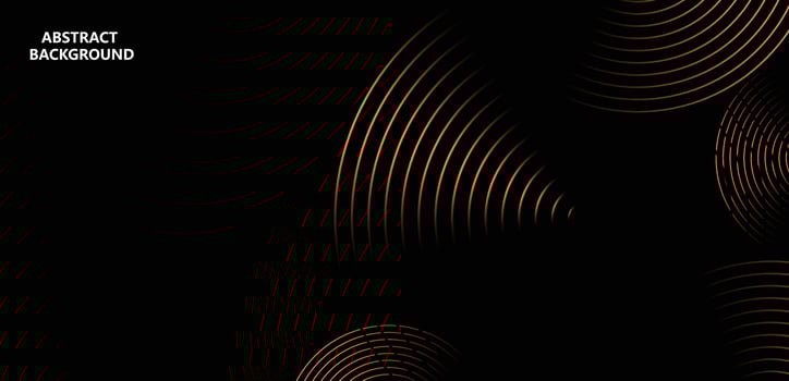 Abstract glowing circle lines on dark background. Futuristic technology concept. Horizontal banner template. Suit for poster, cover, banner, brochure, website vector