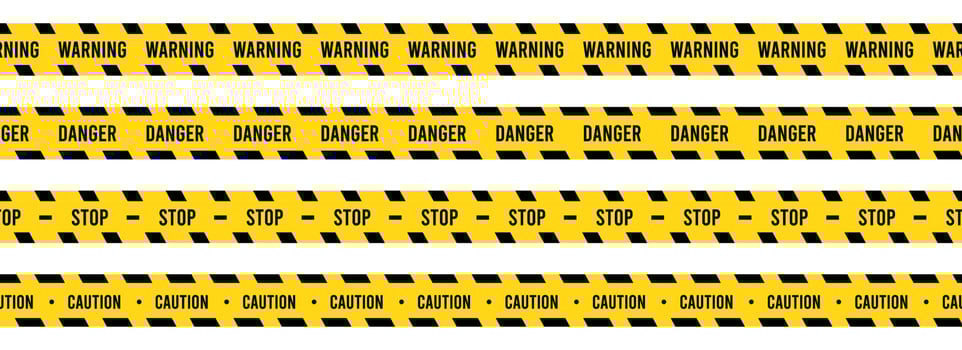 Caution, safety tape. Yellow, black stripe danger tape for atterntion, hazard ribbon. Police, construction area sign banner, barrier symbol vector
