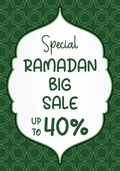 Ramadan banner or greeting card design with green Islamic nuances. Vector illustration of place for text