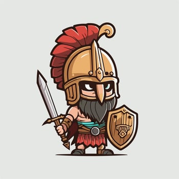 Chibi Kawaii Spartan Strong Charater Cartoon Vector Illustration eps 10