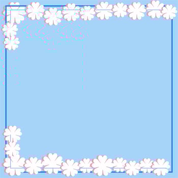 Blue background color with stripe line and minimal ornamental flowers. Frame or border. vector