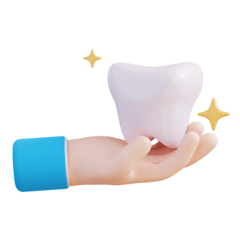 3d illustration of hand holding teeth png