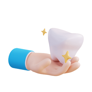 3d illustration of hand holding teeth png