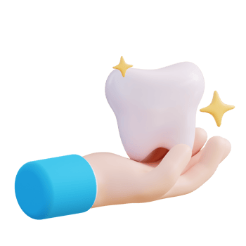 3d illustration of hand holding teeth png