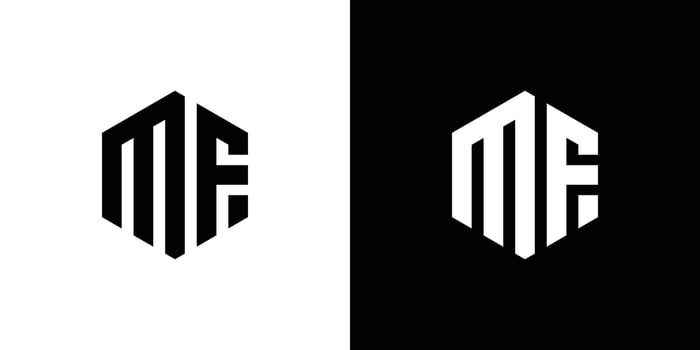 Letter M F Polygon, Hexagonal Minimal Logo Design On Black And White Background vector