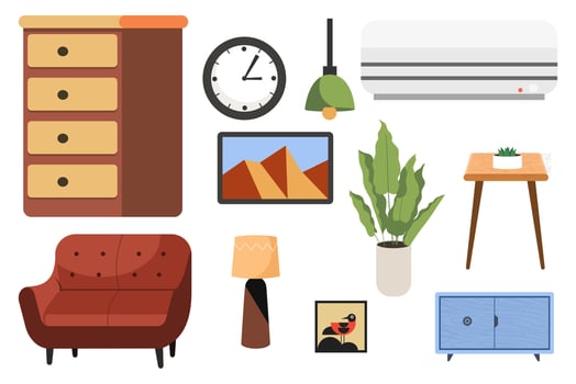 Interior set furniture vector