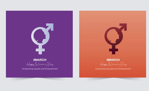 International women's day concept poster. Woman sign illustration background. 2023 women's day campaign theme-Accelerating Equality and Empowerment vector