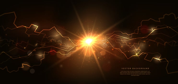 Lightning light effect background on dark brown background with lighting explosion and sparkle. vector
