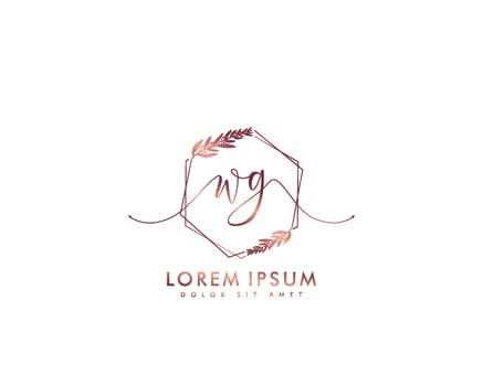 Initial letter WG Feminine logo beauty monogram and elegant logo design, handwriting logo of initial signature, wedding, fashion, floral and botanical with creative template vector