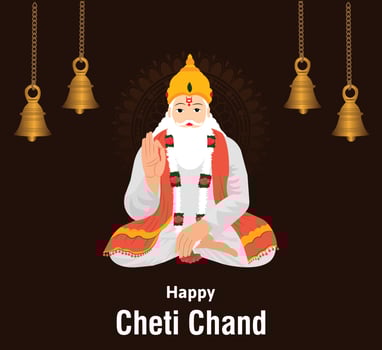 Happy Cheti Chand Jayanti Jhulelal Jayanti Lord Cheti Chand Vector Illustration