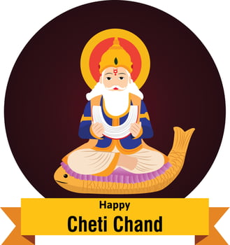 Happy Cheti Chand Jayanti Jhulelal Jayanti Lord Cheti Chand Vector Illustration