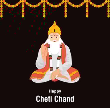 Happy Cheti Chand Jayanti Jhulelal Jayanti Lord Cheti Chand Vector Illustration