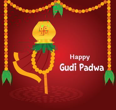 Happy Gudi Padwa Maharashtra New Year Festival Vector Illustration
