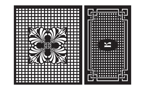 Decorative floral patterns, geometric template for cnc laser cutting vector