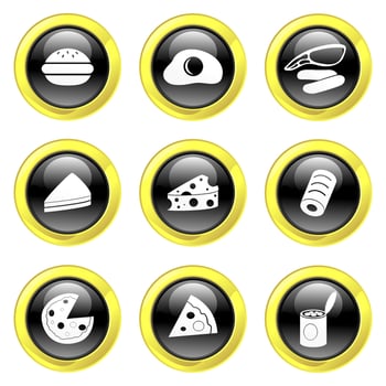 Free Glassy Black and Gold Food Buttons vector