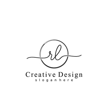 Initial RL handwriting logo with circle hand drawn template vector