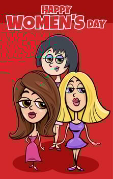 Women's Day design with cartoon women characters vector