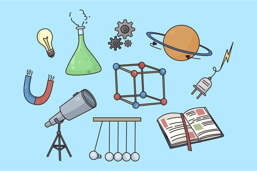 Set of scientific physics and chemistry icons vector