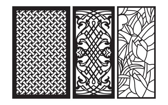 Decorative floral patterns, geometric template for cnc laser cutting vector