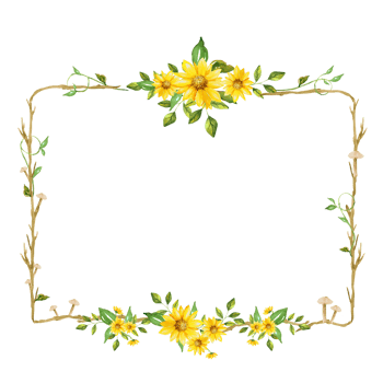 Yellow Rectangle Flower Frame png