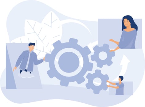Startup development concept,Leadership and business plan, collaboration, flat vector modern illustration