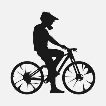 mountain biker sitting on bmx bicycle. silhouette vector. cyclist, racer, downhill concept. suitable for t-shirt design, print, poster, sticker, for personal use, gift, cyclist community. vector