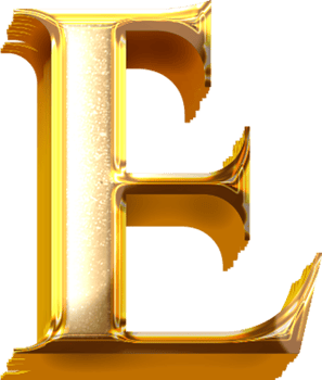 3D Gold Effect Letter E png