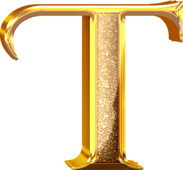 3D Gold Effect Letter T png