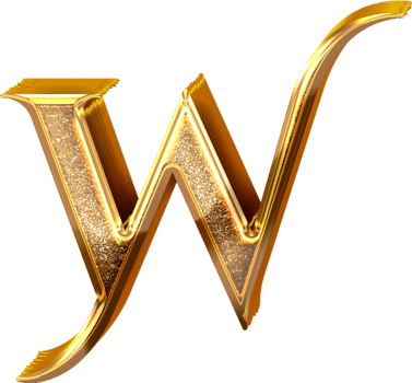 3D Gold Effect Letter W png