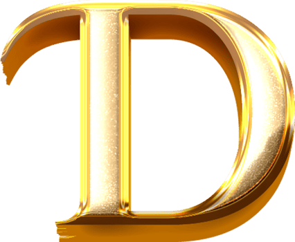 3D Gold Effect Letter D png