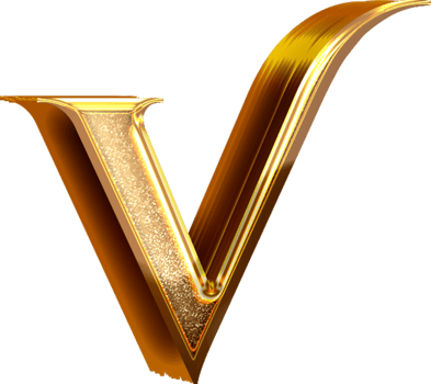 3D Gold Effect Letter V png