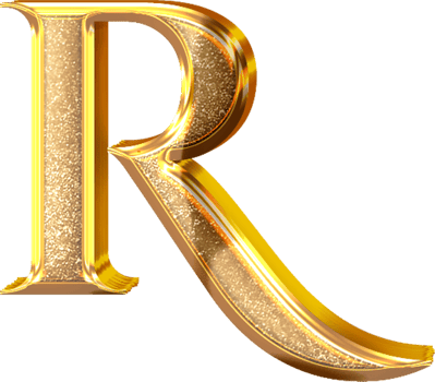 3D Gold Effect Letter R png