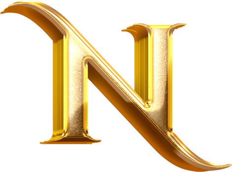 3D Gold Effect Letter N png