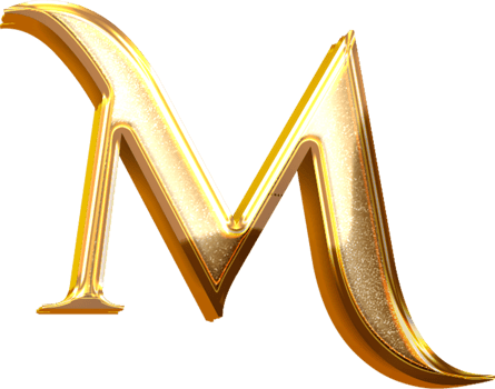 3D Gold Effect Letter M png