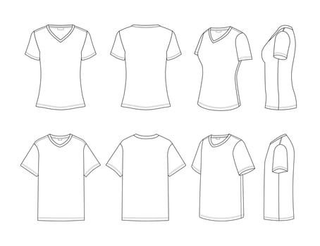Outline White Female and Male T-Shirt vector
