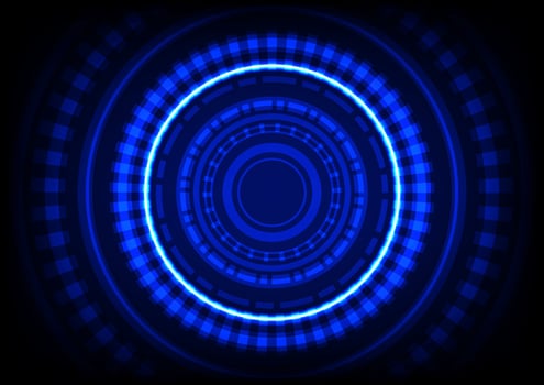 Technology blue len center digital light background vector