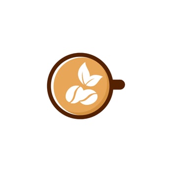 coffee leaf coffee cup logo design. coffee cup logo on white background. vector